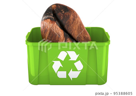 Recycling trashcan with coffee bean, 3D rendering 95388605