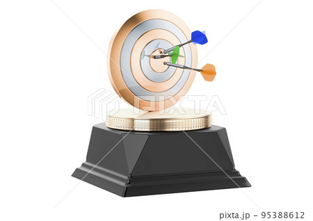 Target with arrows golden award concept. 3D rendering Target with arrows golden award concept. 3D rendering 95388612