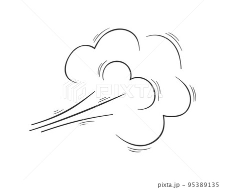 Hand drawn air flow or wind blow effect. Swirl, gust, smoke, dust icon in doodle style isolated on white background. Vector outline illustration Hand drawn air flow or wind blow effect. Swirl, gust, smoke, dust icon in doodle style isolated on white background. Vector outline illustration 95389135