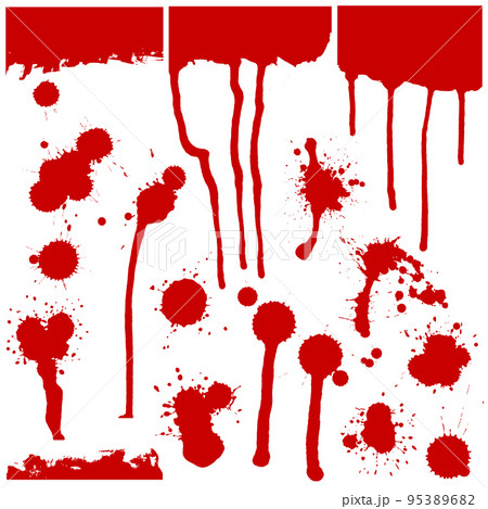 set of red blots of various shapes. Vector illustration. 95389682