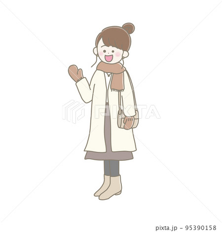 冬のファッションでおしゃれを楽しむ女の子のイラストのイラスト素材 冬のファッションでおしゃれを楽しむ女の子のイラストのイラスト素材