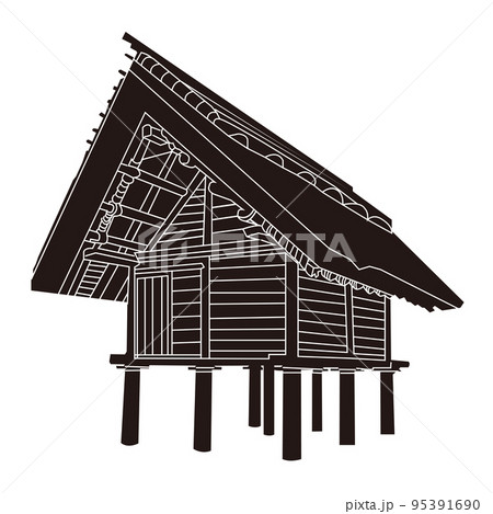 覚醒した高床式倉庫のイラスト 高床式倉庫のイラスト素材 [95391690] - PIXTA