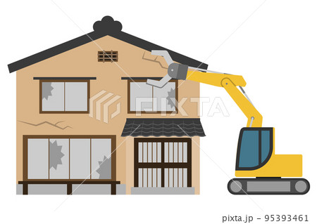 解体工事をするショベルカー 解体工事をするショベルカー 95393461