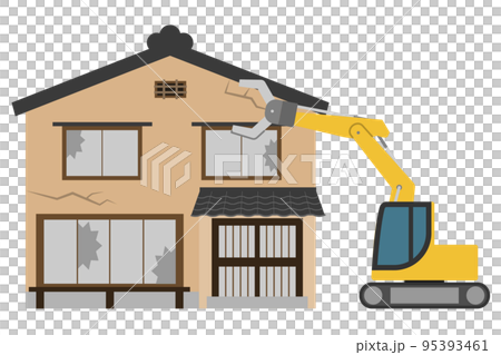 解体工事をするショベルカー 解体工事をするショベルカー 95393461