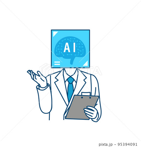 AIによる医療診察と検査をする擬人化イメージイラスト AIによる医療診察と検査をする擬人化イメージイラスト 95394091