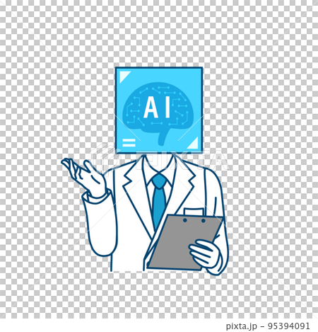 Anthropomorphic image illustration of medical examination and examination by AI 95394091