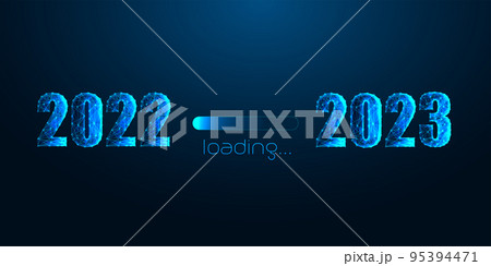 Futuristic Loading from 2022 to 2023 business web banner on dark blue. Planning, New Year golas 95394471