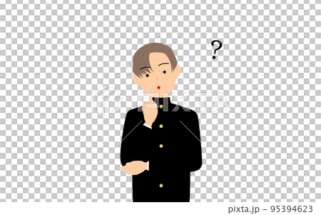 A male student wearing a school uniform has a question A male student wearing a school uniform has a question 95394623