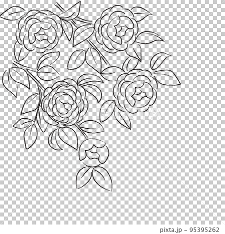 Illustration of Otome Tsubaki Monochrome line drawing 95395262