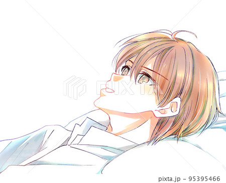 仰向けで横になっている男性 仰向けで横になっている男性 95395466