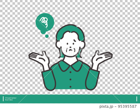 Pajamas Woman in troubled pose Vector illustration material Negative facial expression Pajamas Woman in troubled pose Vector illustration material Negative facial expression 95395587
