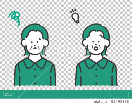 Trouble / flash woman vector illustration material Positive / negative facial expression set Trouble / flash woman vector illustration material Positive / negative facial expression set 95395588