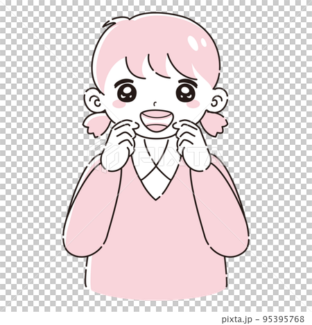 Illustration of a child wearing an orthodontic mouthpiece Illustration of a child wearing an orthodontic mouthpiece 95395768