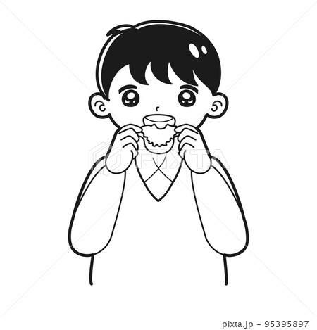 子どもの歯科矯正器具のイラスト（白黒） 95395897
