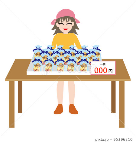 フリーマーケットをする人のイラスト素材