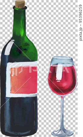 Wine glass and bottle 2 watercolor style vector illustration set Wine glass and bottle 2 watercolor style vector illustration set 95396259
