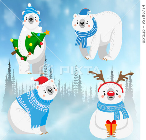 Polar bears collection in sweater scarf Polar bears collection in sweater scarf 95396734