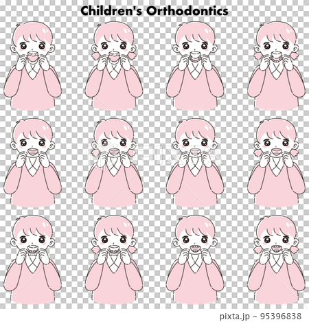 子どもの歯科矯正器具のイラストセット  95396838