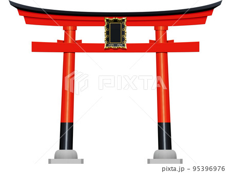 日本の神社の入り口の赤い門　鳥居 95396976
