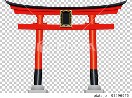 日本の神社の入り口の赤い門　鳥居 95396976