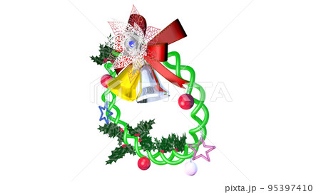青い宝石が付いたクリスマスリース・右から見たイメージ 95397410
