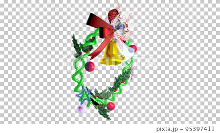 青い宝石が付いたクリスマスリース・左から見たイメージ 95397411
