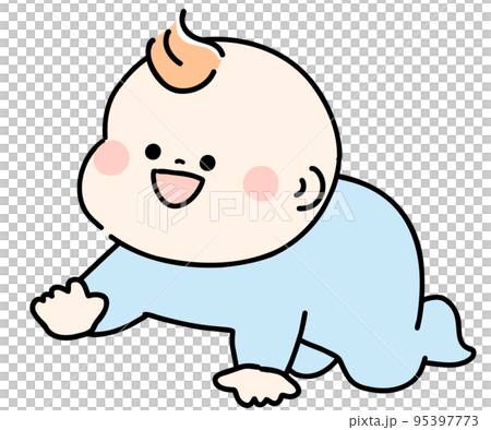 嬰兒爬行藍色衣服 嬰兒爬行藍色衣服 95397773