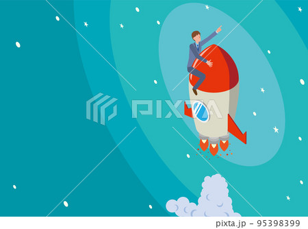 ロケットで上昇するビジネスマン ロケットで上昇するビジネスマン 95398399