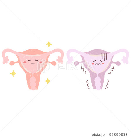 手描きの元気な子宮と元気がない子宮 95399853