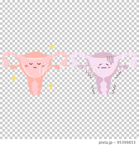 手繪健康子宮和不健康子宮 95399853