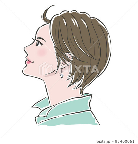 はつらつとした女性の横顔のイラスト 95400061