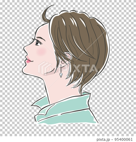 はつらつとした女性の横顔のイラスト 95400061