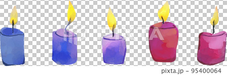 Five short candles watercolor style vector illustration set Five short candles watercolor style vector illustration set 95400064