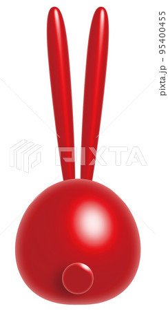 ウサギ置物_後ろ姿_バルーン赤 ウサギ置物_後ろ姿_バルーン赤 95400455