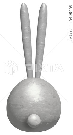 ウサギ置物_後ろ姿_シルバー 95400459