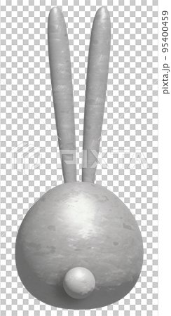 ウサギ置物_後ろ姿_シルバー 95400459