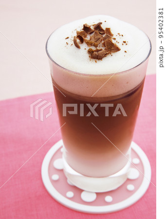 Hot chocolate with whipped cream in mug Hot chocolate with whipped cream in mug 95402381
