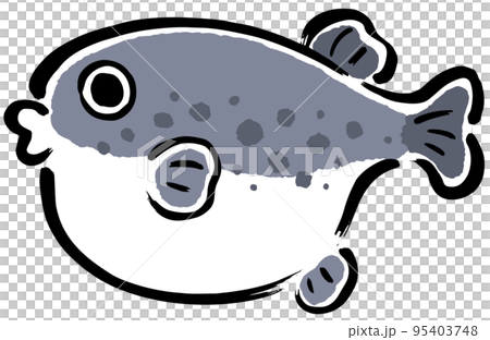 簡單可愛的河豚畫筆描邊插圖 簡單可愛的河豚畫筆描邊插圖 95403748