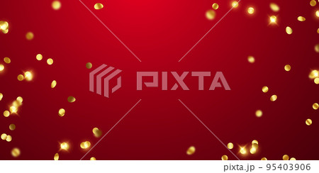 Celebration background with golden confetti in sphere geometric pattern on red background. vector illustration Celebration background with golden confetti in sphere geometric pattern on red background. vector illustration 95403906