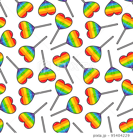 Seamless Heart shaped raibow Lollipop Seamless Heart shaped raibow Lollipop 95404229