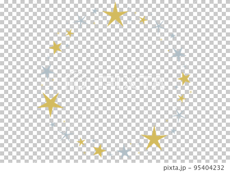 Simple circular frame of gold and silver stars Simple circular frame of gold and silver stars 95404232