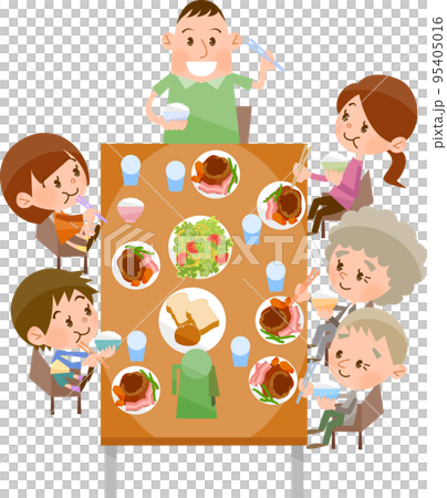 家族で食事をしている素材 家族で食事をしている素材 95405016