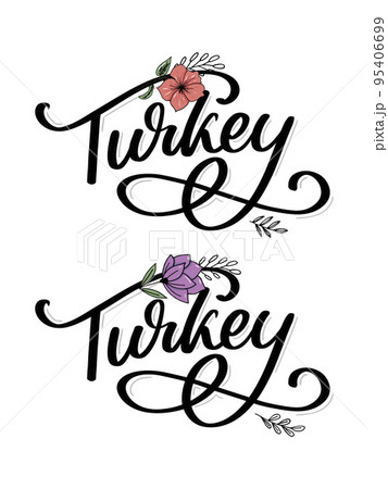 Turkey Lettering. Handwritten name of the country. Vector design template. 95406699