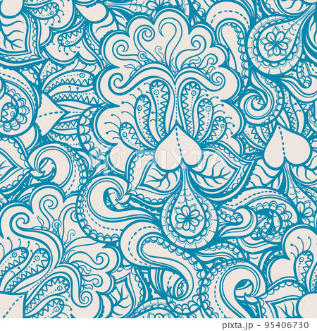 blue pattern with hearts and flowers blue pattern with hearts and flowers 95406730