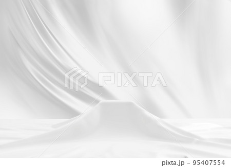 Abstract White Satin Silky Cloth for background 95407554