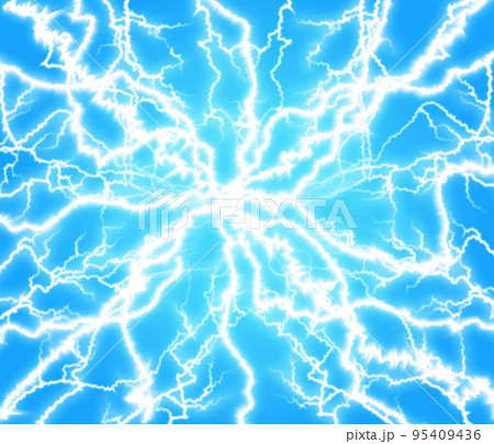 雷　閃光　水色 95409436