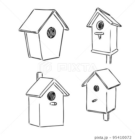 Hand drawn nesting boxes doodle. Birdhouse in sketch style. Vector illustration isolated on white background. Hand drawn nesting boxes doodle. Birdhouse in sketch style. Vector illustration isolated on white background. 95410072
