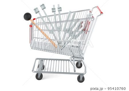 Shopping cart with medical tuning forks, 3D rendering 95410760