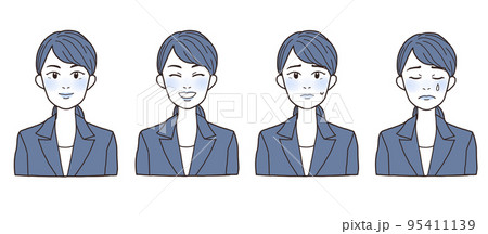 スーツの若い女性の表情四点セット　ワントーン 95411139