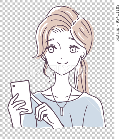 操作智能手機的女性的插圖素材 95411185